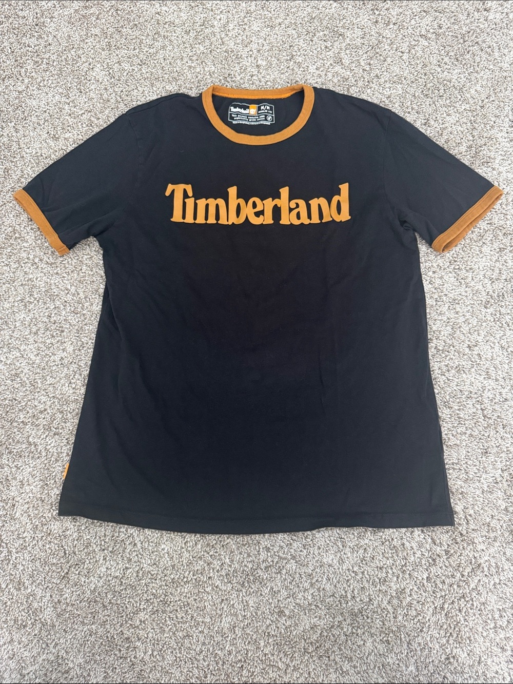 Timberland Black Tee with Amber Logo and Trim